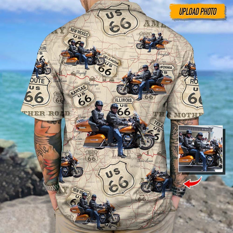 Custom Photo Biker Hawaiian Shirt, Personalized Beach Gifts, Motorcycles Lover Hawaiian Shirt for Men Women HO4387