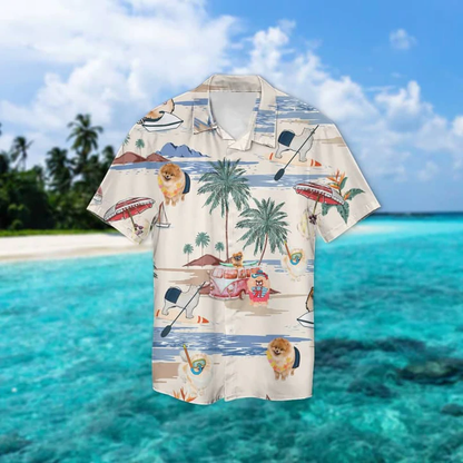 German Spitz Summer Beach Hawaiian Shirt, Hawaiian Shirts for Men Short Sleeve Aloha Beach Shirt HO0939