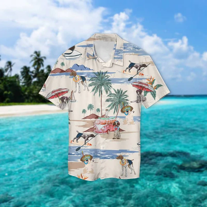 German Wirehaired Pointer Summer Beach Hawaiian Shirt, Hawaiian Shirts for Men Short Sleeve Aloha Beach Shirt HO0938