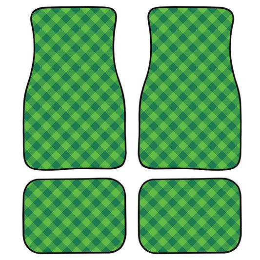 Green St. Patrick'S Day Plaid Print Front And Back Car Floor Mats, Front Car Mat PO0360
