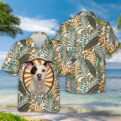 Hawaiian Shirt with Dog Face Hand-Painted, Tropical T- Shirt Mens, Custom Print Hawaiian Shirt HO4325