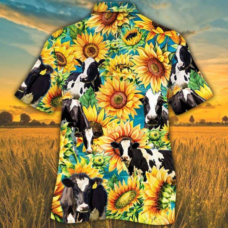 Sunflower Holstein Friesian Cattle Hawaiian Shirt HO5429