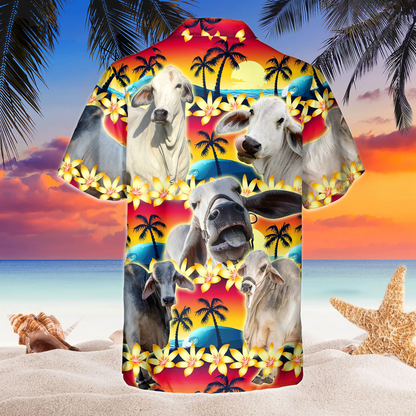 Vintage Brahman Hawaiian Shirt Tropical Sunset Hibiscus And Palm Tree Hawaii Shirt HO5370