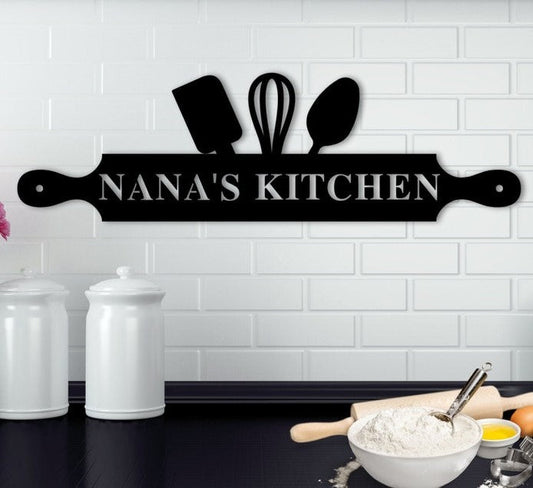 Custom Grandma's Kitchen Metal Sign - Personalized Nana Mimi Metal Wall Art - Mothers Day Gift Housewarming Kitchen Gift LX040E MI2099