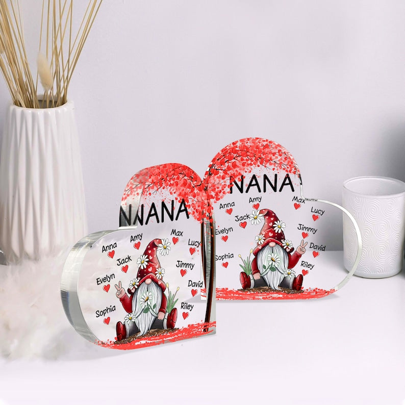 Personalized Nana Gnomes Acrylic Plaque, Mothers Day Nana Gnomes Desk Decoration, Custom Grandma Desk Decor, House Decor Gifts for Grandma MI0527