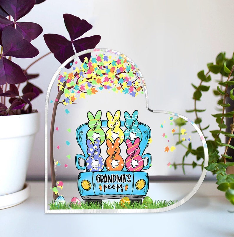 Personalized Grandma's Peeps Acrylic Plaque, Custom Grandma with Grandkids Easter Day Gift, Easter Day House Decor, Christian Easter Gift MI0521