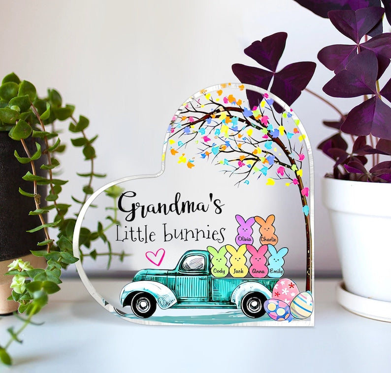 Personalized Grandma Little Bunnies Acrylic Plaque, Custom Nana with Kids Easter Day Gift, Christian Easter Decor, Christian Easter Gift MI0520
