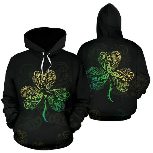 Irish Saint Patrick's Day Shamrock Celtic Cross All Over Print Hoodie For Men & Women Colorful PO0173