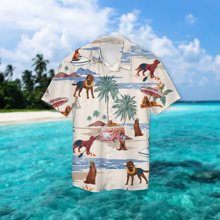 Irish Terrier Summer Beach Hawaiian Shirt, Hawaiian Shirts for Men Women Short Sleeve Aloha Beach Shirt HO0872