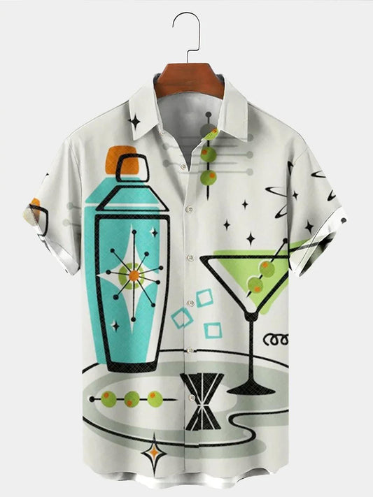 Hawaiian Cocktail Bartending Drink Party Men's hawaiian Shirts HO0110