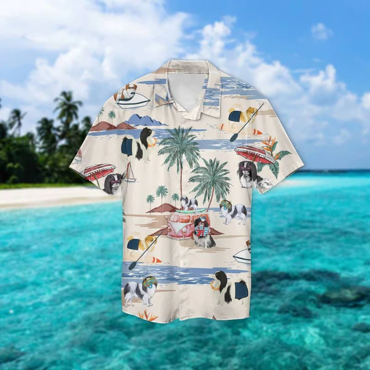Japanese Chin Summer Beach Hawaiian Shirt, Hawaiian Shirts for Men Women Short Sleeve Aloha Beach Shirt HO0867