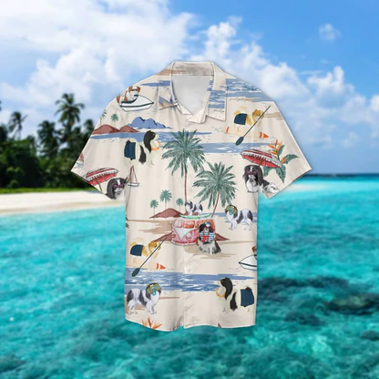 Japanese Chin Summer Beach Hawaiian Shirt, Hawaiian Shirts for Men Women Short Sleeve Aloha Beach Shirt HO0867