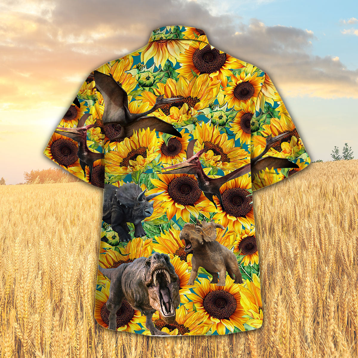 Sunflower Dinosaur Hawaiian Shirt HO5437