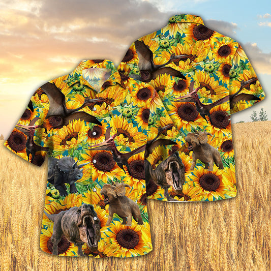 Sunflower Dinosaur Hawaiian Shirt HO5437