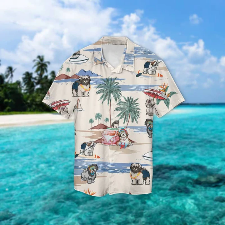 Lhasa Apso Summer Beach Hawaiian Shirt, Hawaiian Shirts for Men Women Short Sleeve Aloha Beach Shirt HO0861