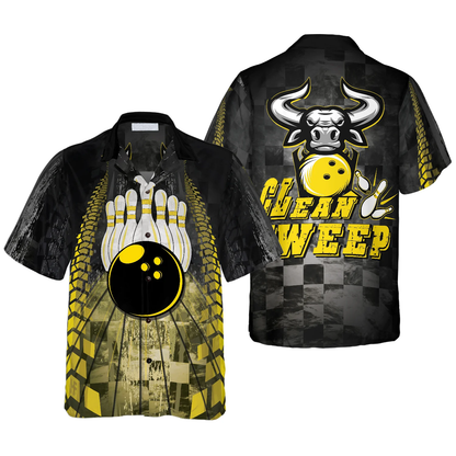 Clean Sweep Bowling Bull Aloha Hawaiian Shirt For Summer, Colorful Shirt For Men Women, Perfect Gift For Friend, Team, Family, Bowling Lovers HO4040