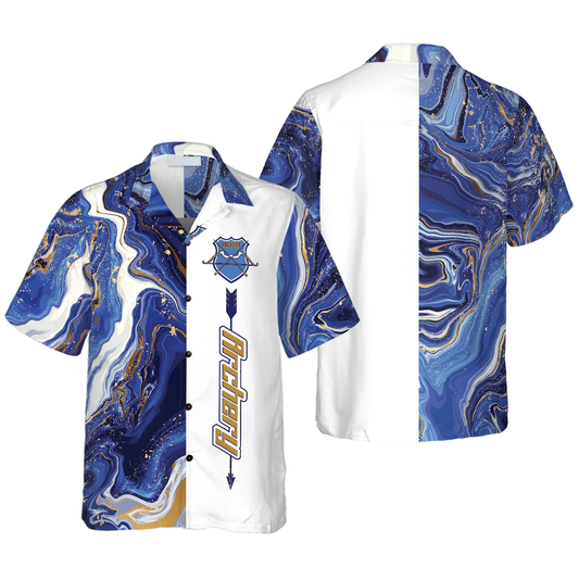 Blue Marble And Gold Archery Hawaiian Shirt, Idea Gift for Archer Sport Lovers, Archery Hawaiian Shirt HO4092