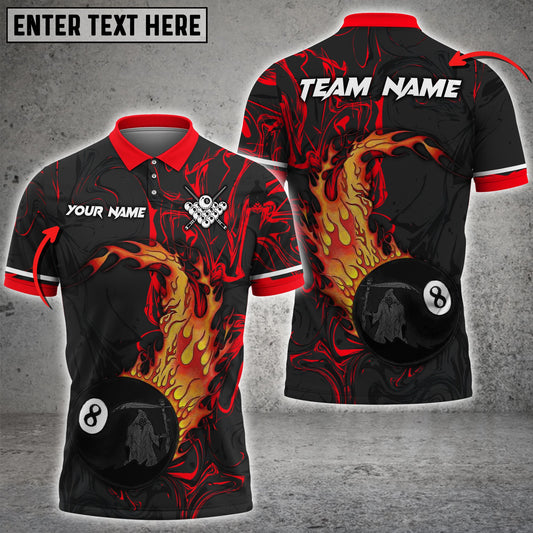 Lasfour Billiard 8 Ball Fire Skull Personalized Name 3D Shirt (Multi Color Options) BIA0172