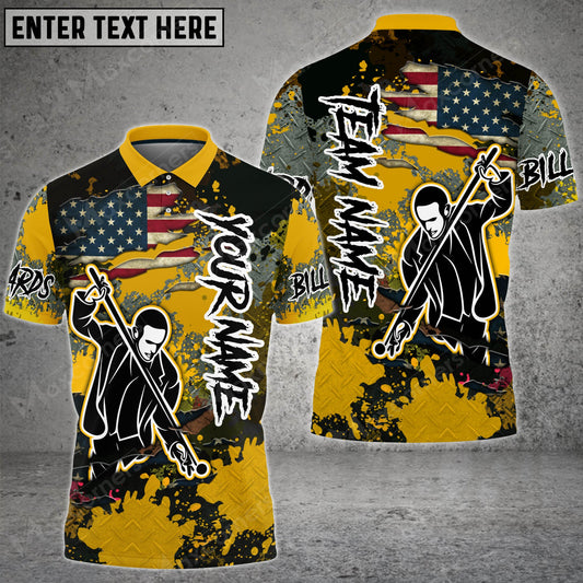 Lasfour Billiards Gratter US Flag Multicolor Option Personalized Name 3D Shirt (Multi Color Options) BIA0602