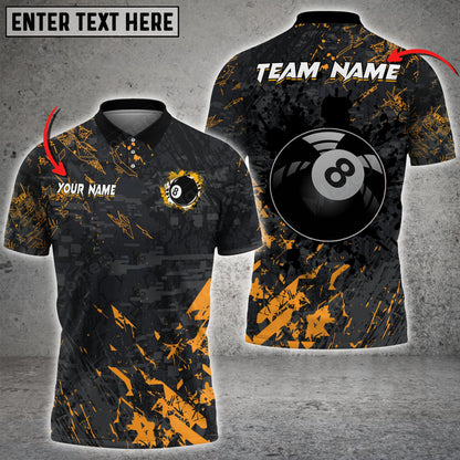 Lasfour Billiard 8 Ball Black Stains Grunge Personalized Name 3D Shirt (Multi Color Options) For Men BIA0385
