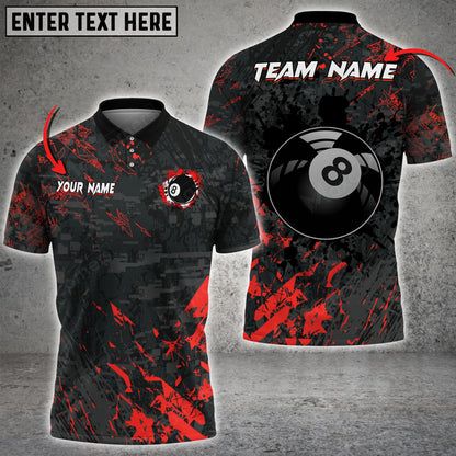 Lasfour Billiard 8 Ball Black Stains Grunge Personalized Name 3D Shirt (Multi Color Options) For Men BIA0385