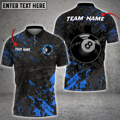 Lasfour Billiard 8 Ball Black Stains Grunge Personalized Name 3D Shirt (Multi Color Options) For Men BIA0385