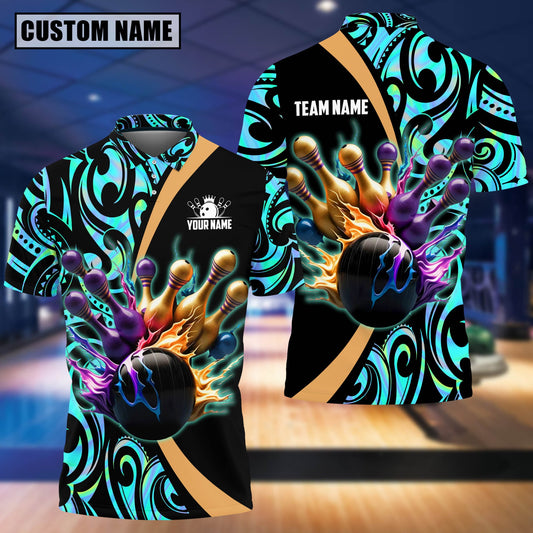 Custom Flame Bowling Polo Shirts BO0383