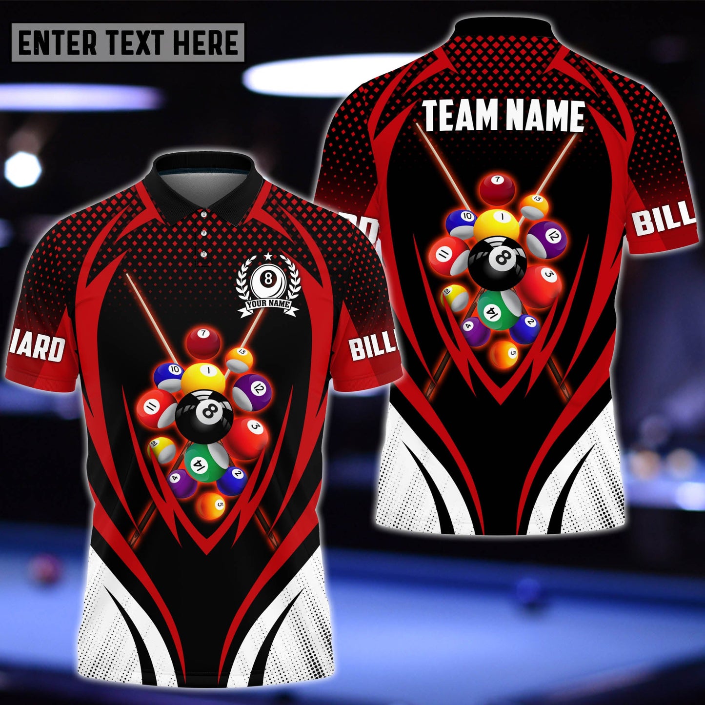 Lasfour Billiards Personalized Name, Team Name Unisex Polo Shirt BIA0735