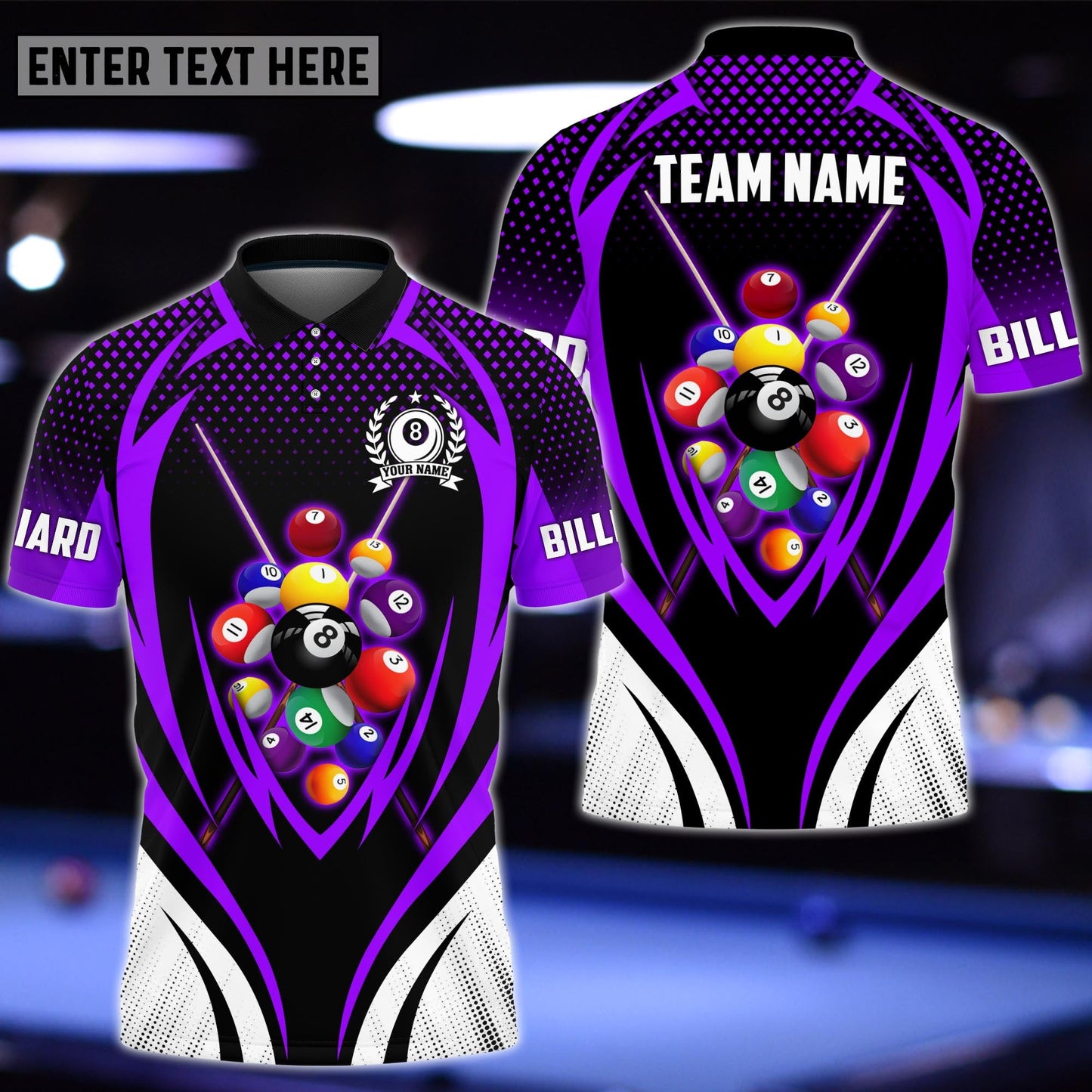 Lasfour Billiards Personalized Name, Team Name Unisex Polo Shirt BIA0735