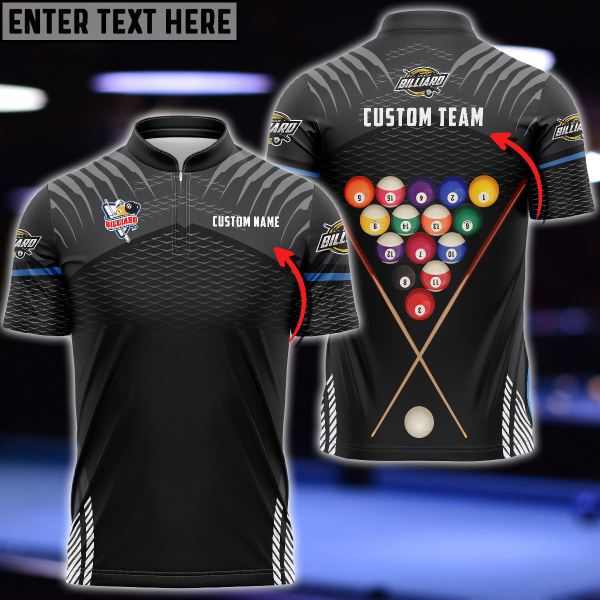 Lasfour Billiards Sport Personalized Name, Team Name Unisex Shirt (Multi Color Options) BIA0004
