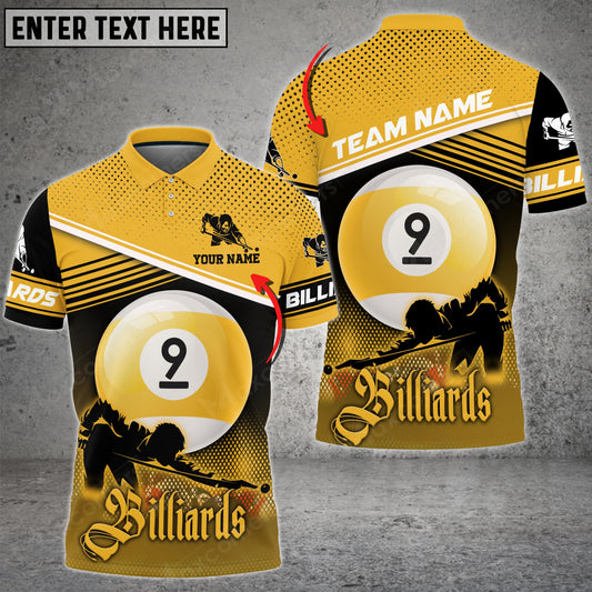 Lasfour Personalized Billiard Ball 9 Team Name Player Polo Shirt BIA0601