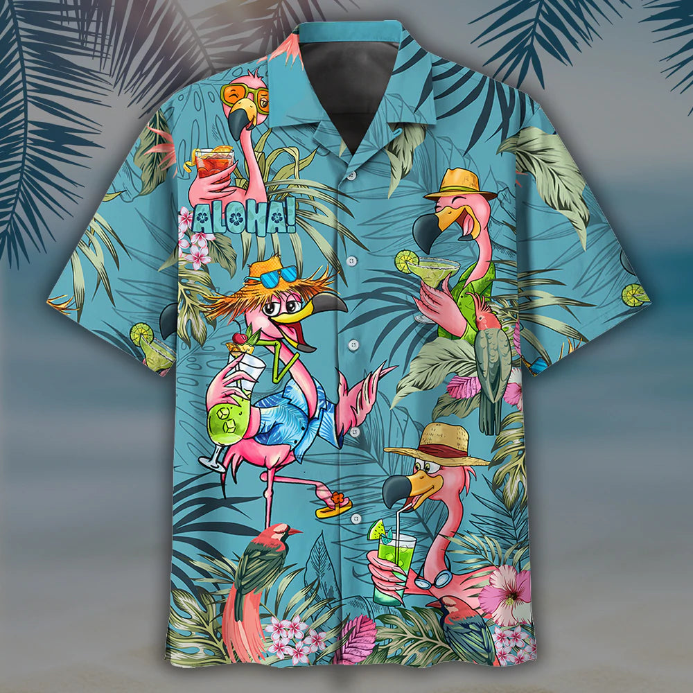 Summer Flammingo beach hippie Hawaiian shirt HO1423