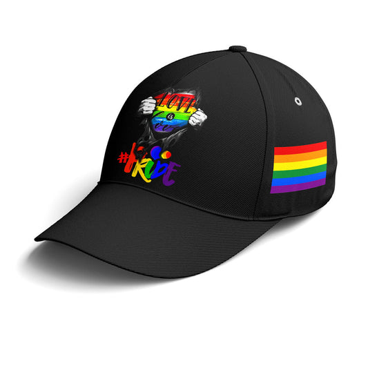 LGBT Love Is Love Hashtag Pride Black Baseball Cap Lasfour CO0888