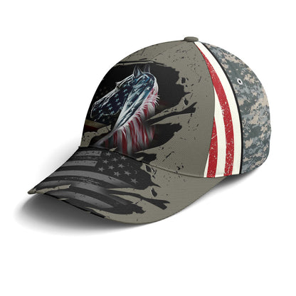 American Flag Patriot Horse Baseball Cap Lasfour CO0881
