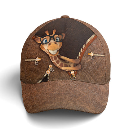 Hilarious Giraffe Leather Style Baseball Cap Lasfour CO0930