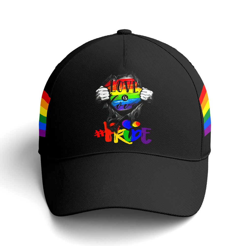 LGBT Love Is Love Hashtag Pride Black Baseball Cap Lasfour CO0888