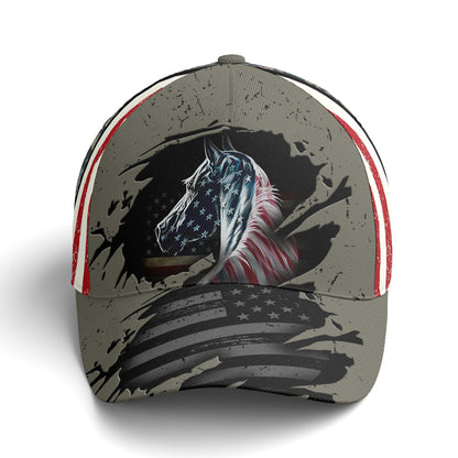 American Flag Patriot Horse Baseball Cap Lasfour CO0881