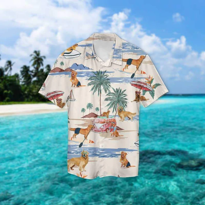 Nova Scotia Duck Tolling Retriever Summer Beach Hawaiian Shirt, Hawaiian Shirts for Men women Short Sleeve Aloha Beach Shirt HO0895