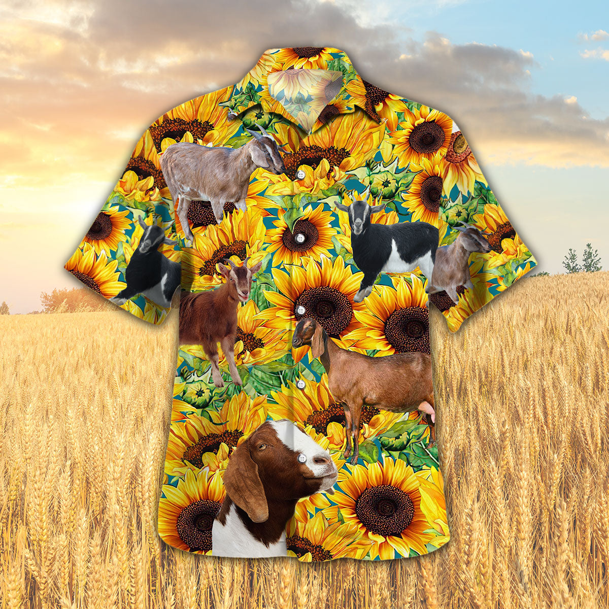 Sunflower Nubian Goat Hawaiian Shirt HO5436