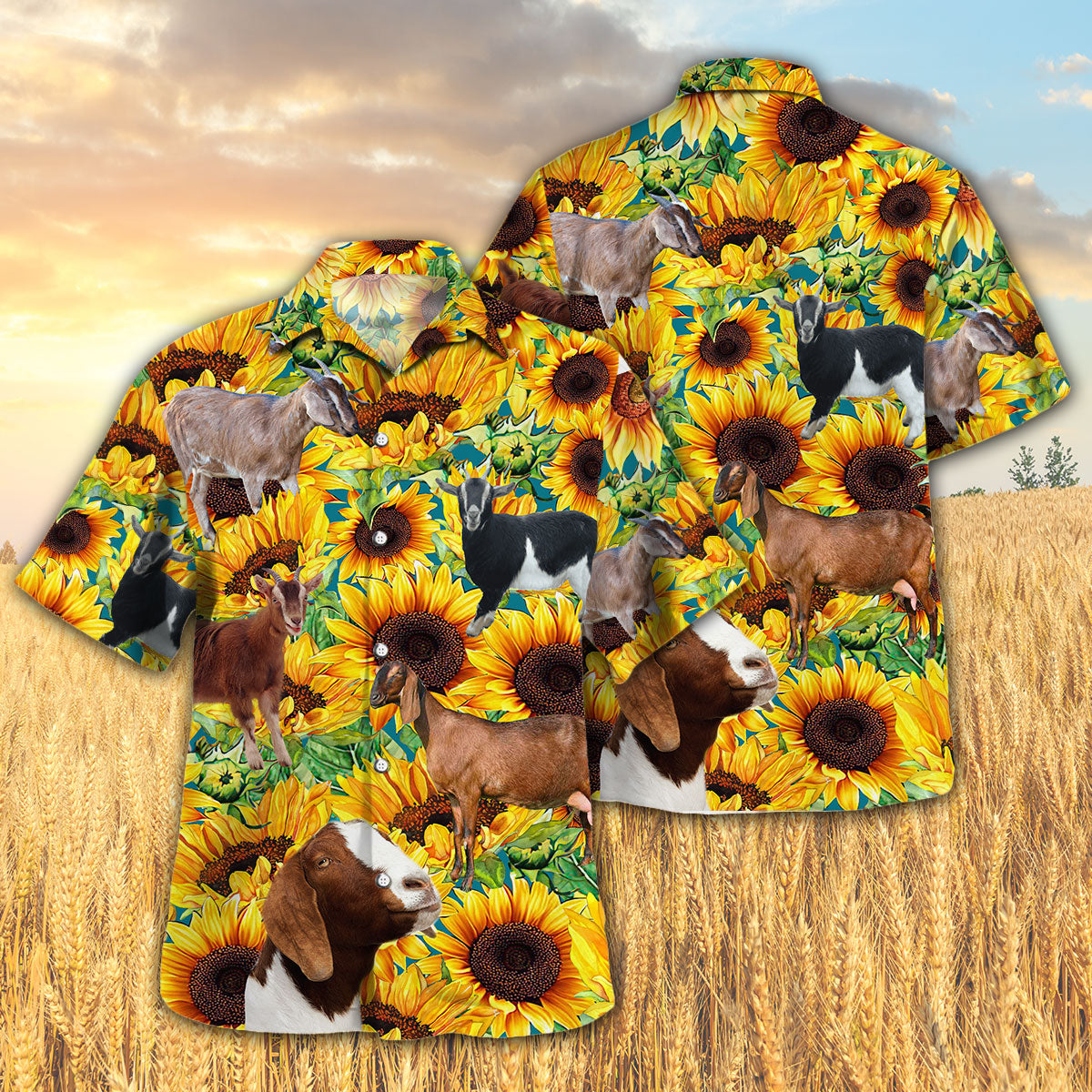 Sunflower Nubian Goat Hawaiian Shirt HO5436