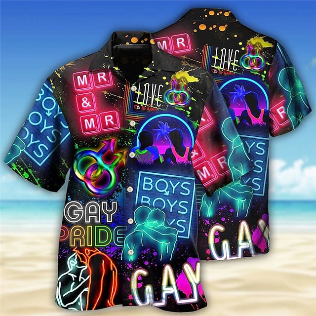 Gay Pride Love is love Men's Shirt, LGBT Pride Hawaiian Shirt, Summer Shirt HO2912