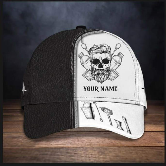 Personalized Name Funny Bartender Cap Hat, Skull Bartenders Hat, Baseball Cap Bartender CO0678