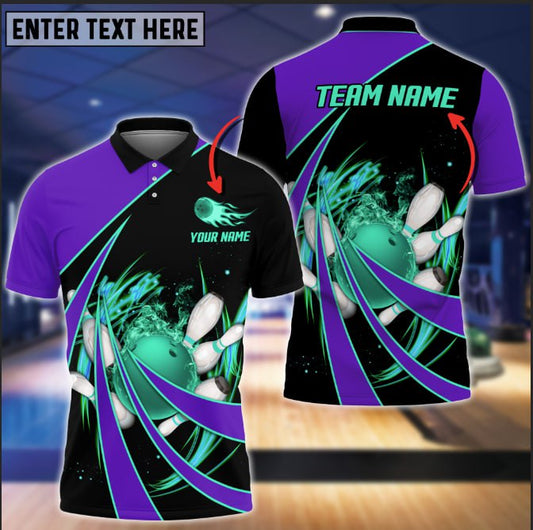 Custom Flame Bowling Polo Team Shirts BO0098