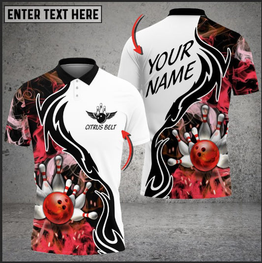 Custom Flame Bowling Polo Shirts Unisex BO0076