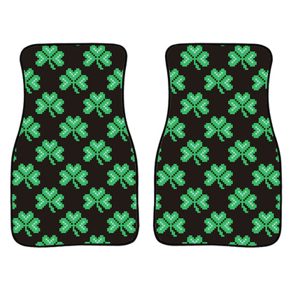 Pixel Clover St. Patrick'S Day Print Front And Back Car Floor Mats, Front Car Mat PO0342