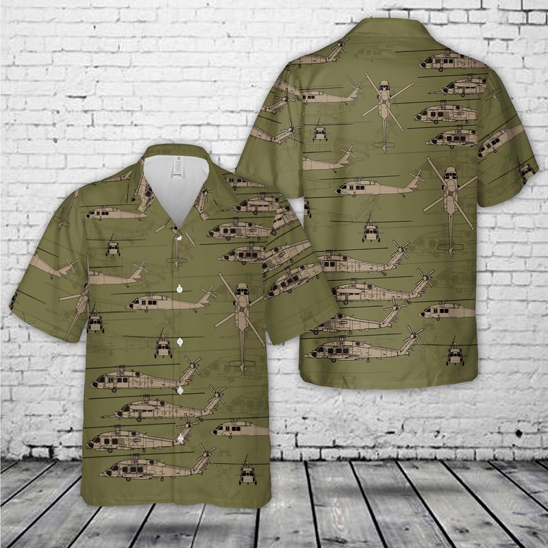 Sikorsky uh-60 black hawk Silhouette Hawaiian Shirt HO3192