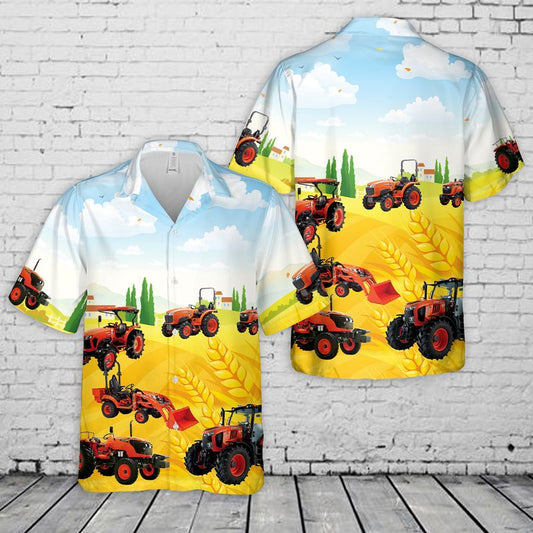 Kubota Tractor Hawaiian Shirt, Hawaiian shirt for men, dad husband veteran farmer HO3758