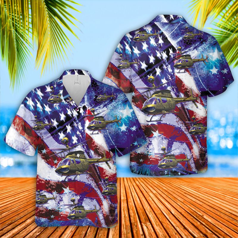 US Army Bell OH-58 Kiowa 4th Of July Hawaiian Shirt HO3117
