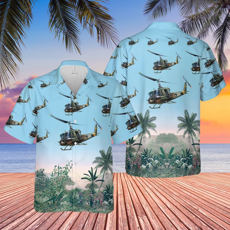 US Army Bell UH-1B Helicopter Hawaiian Shirt HO3076