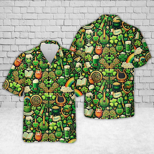Hawaiian Shirt Gift for Men Dad, Saint Patrick's Day Hawaiian Shirt PO0008